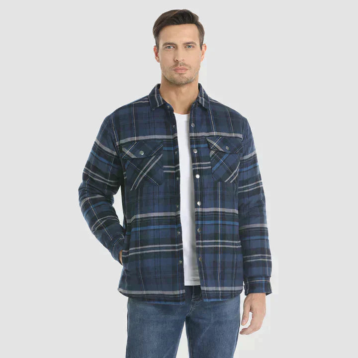 Oberhemd – Langarm – Brusttaschen – Hemd mit Knöpfen – kariertes Hemd-Blau-S-Chaps Herrenmode