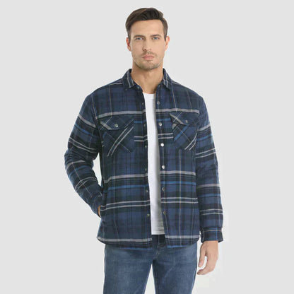 Oberhemd – Langarm – Brusttaschen – Hemd mit Knöpfen – kariertes Hemd-Blau-S-Chaps Herrenmode
