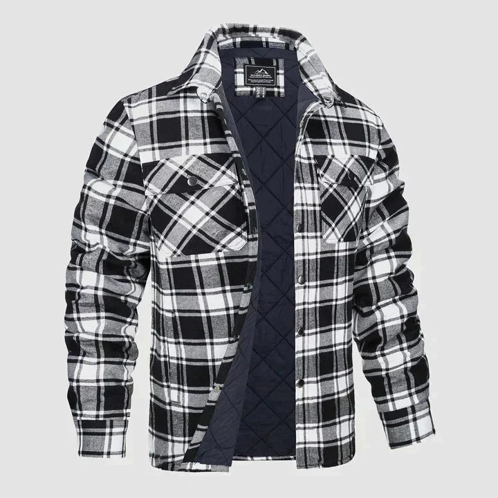 Oberhemd – Langarm – Brusttaschen – Hemd mit Knöpfen – kariertes Hemd-Weiß-S-Chaps Herrenmode