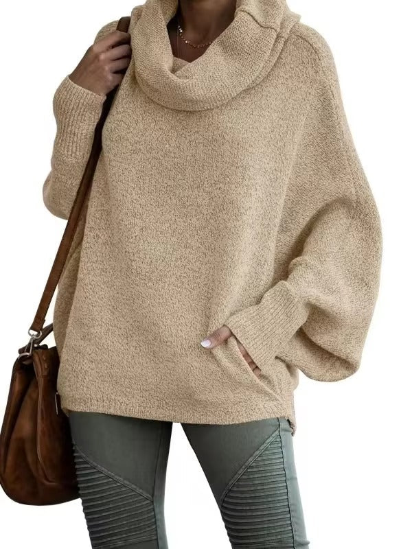 Damen Oversize Pullover Fledermausärmel Strukturierter Stoff Winter - Eveloria
