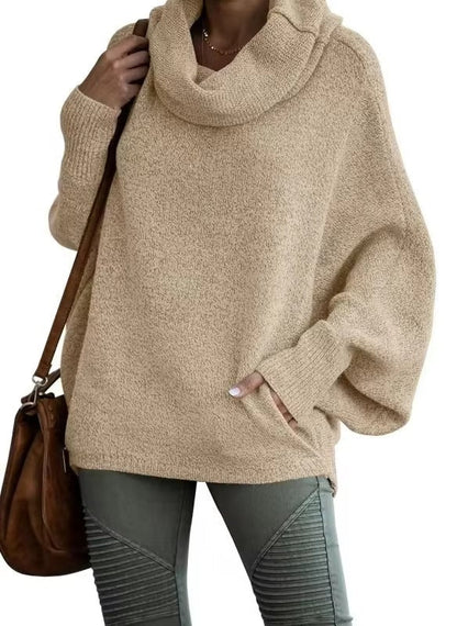 Damen Oversize Pullover Fledermausärmel Strukturierter Stoff Winter - Eveloria