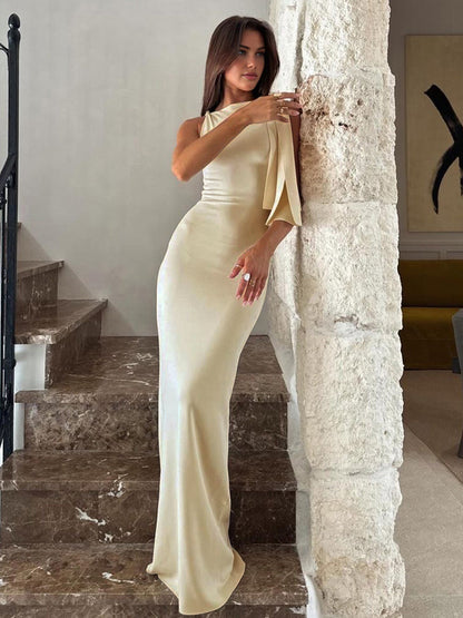 Damen One-Shoulder Maxikleid