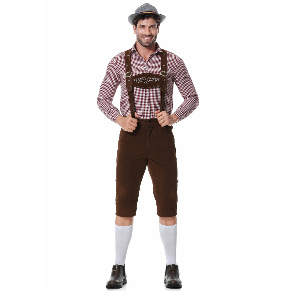 Herren Oktoberfest Outfit Lederhosen Hemd Hut - Eveloria