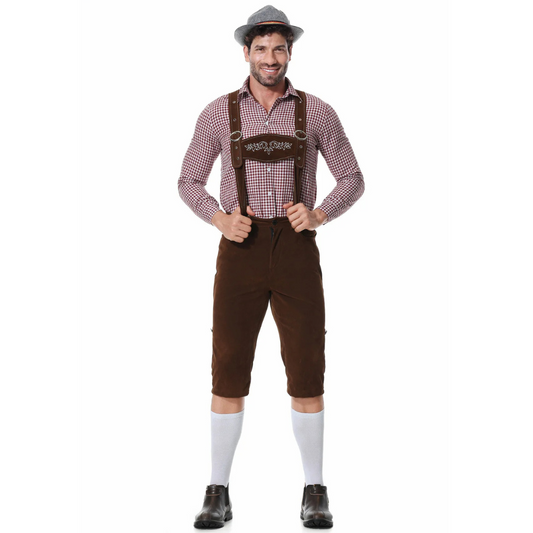 Herren Oktoberfest Outfit Lederhosen Hemd Hut - Eveloria