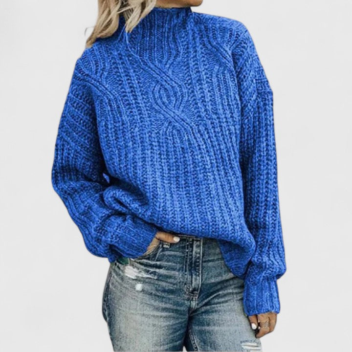 Damen Gerippter Winterpullover Langärmlig