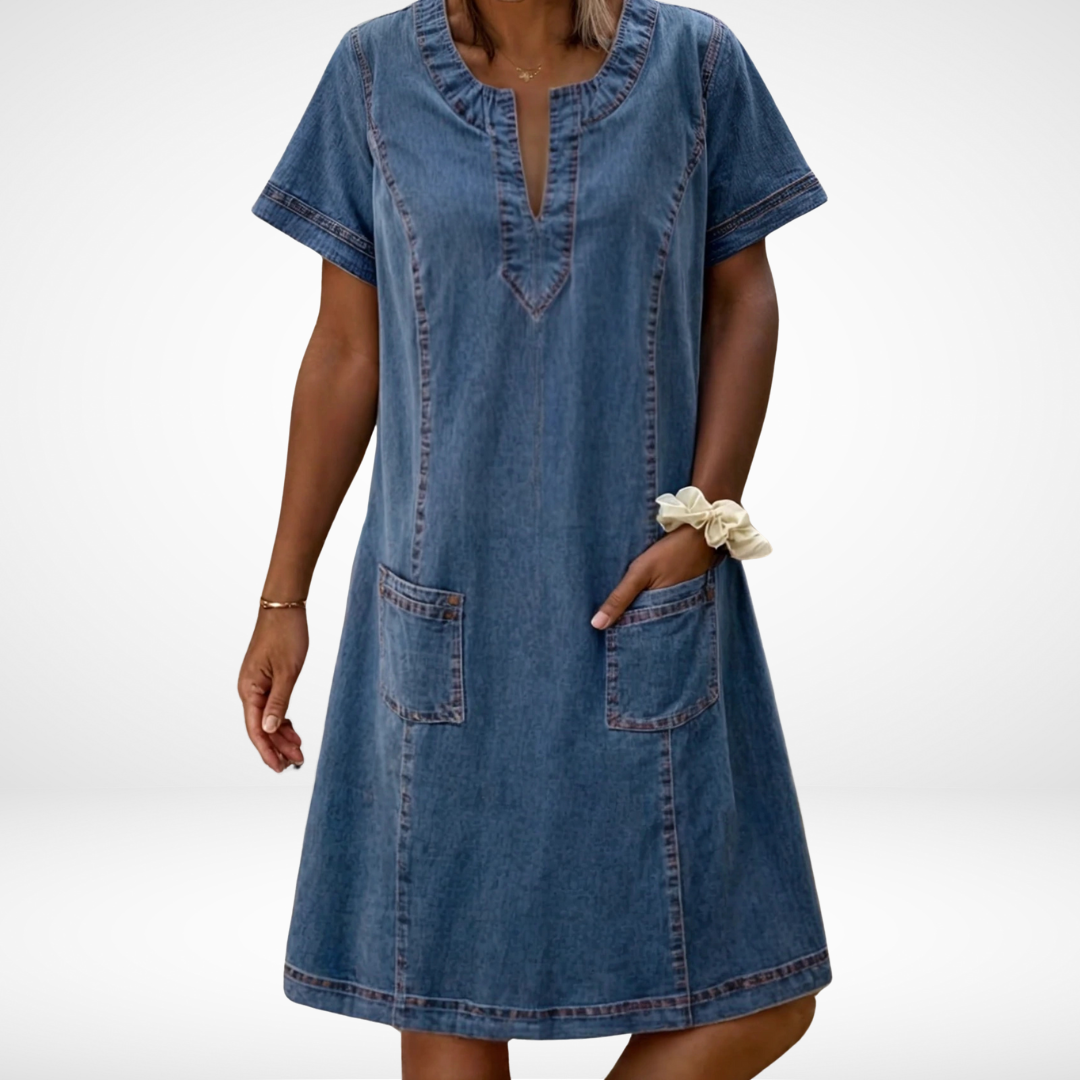Damen Lässiges Sommerkleid mit Taschen