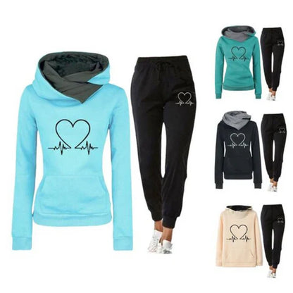 Damen Jogginganzug Warm Herz-Muster