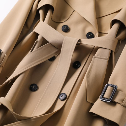 Damen Trenchcoat Baumwollmischung Strukturiert Mit Gürtel