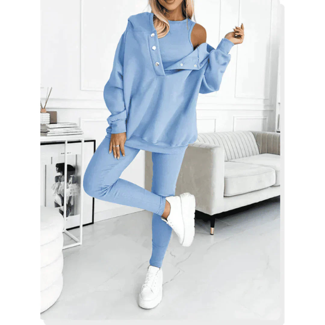 Damen Off-Shoulder-Sweatshirt-Set mit Leggings - Eveloria