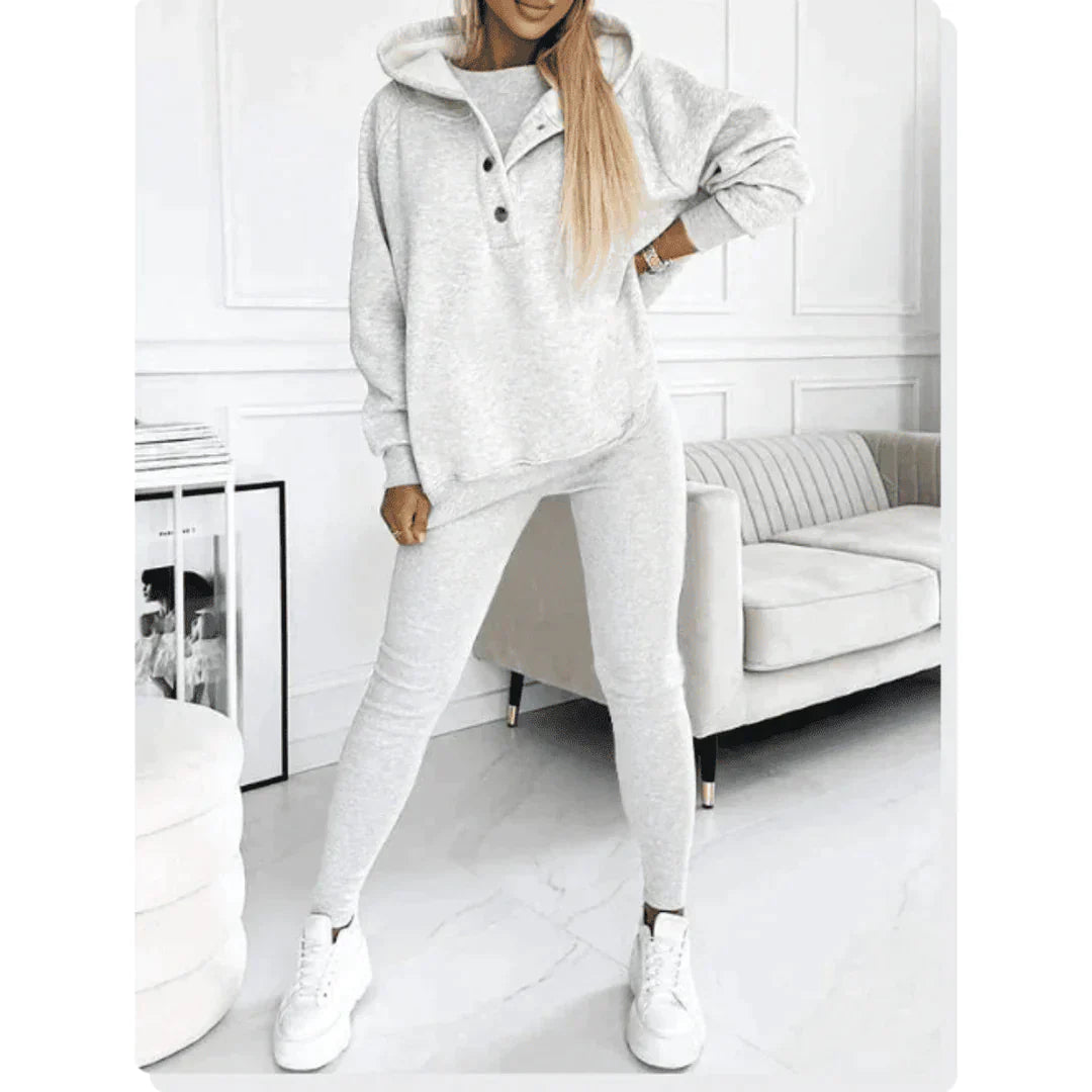 Damen Off-Shoulder-Sweatshirt-Set mit Leggings
