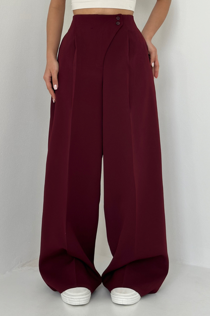 Damen Baggyhose Hochtailliert Weitbein
