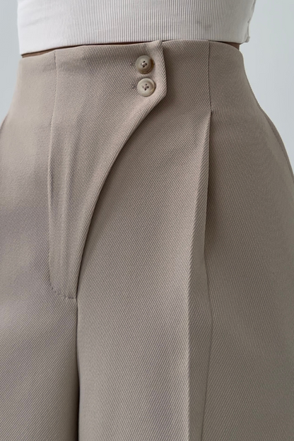 Damen Baggyhose Hochtailliert Weitbein