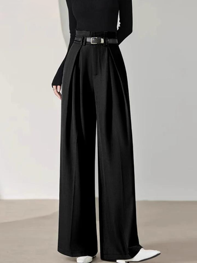 Damenweite Hose Hochgeschnittene Bein Hose aus Stretch - Norvielle