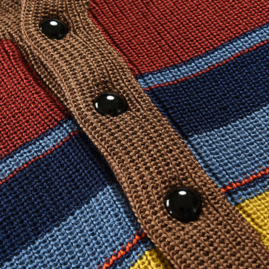 Herren Strickcardigan Gestreift mit Knöpfen