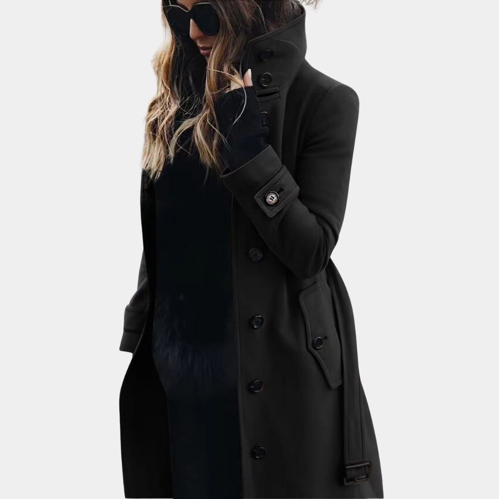 Damen Trenchcoat Langer Mantel Mit Gürtel