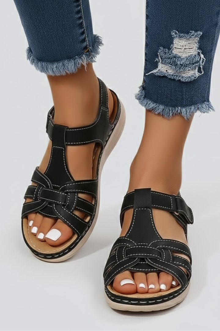 Damen Riemchensandalen Offene Spitze