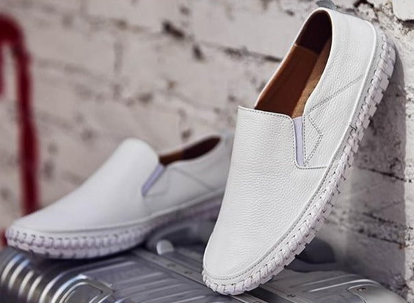 Orthopädische Schuhe | Fußgewölbeunterstützung | Ergonomisch | Schlupfschuhe | Herrenschuhe-Weiß-39-Chaps Herrenmode