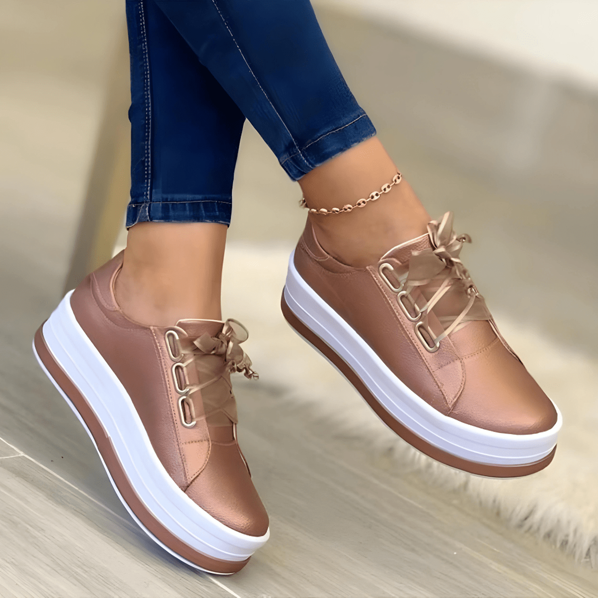 Damen Schnürschuhe Modisch Freizeit