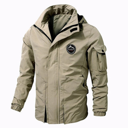 Herren Outdoor-Jacke Wasserdicht Mit Kapuze Windbreaker Schwarz - Eveloria
