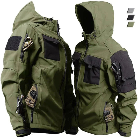 Herren Outdoor-Jacke Wasserdicht Softshell Kapuze Schwarz - Eveloria