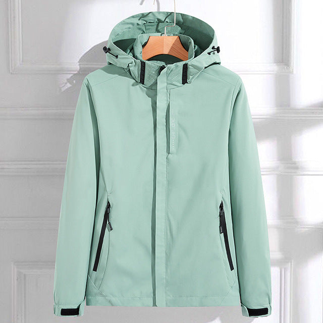 Damen Funktionsjacke Reißverschluss Kapuze Schwarz - Eveloria
