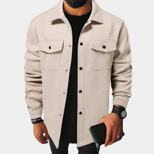 Herren Overshirt Hemdjacke Knöpfe Brusttaschen - Eveloria