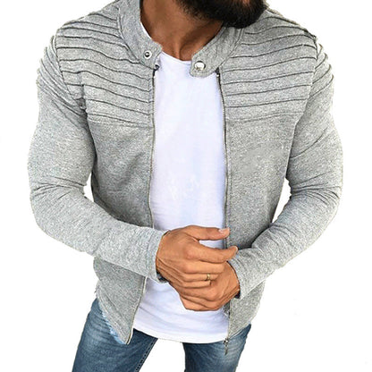 Overshirt – Slim Fit Sweatshirt mit Reißverschluss für Männer-Hellgrau-M-Chaps Herrenmode