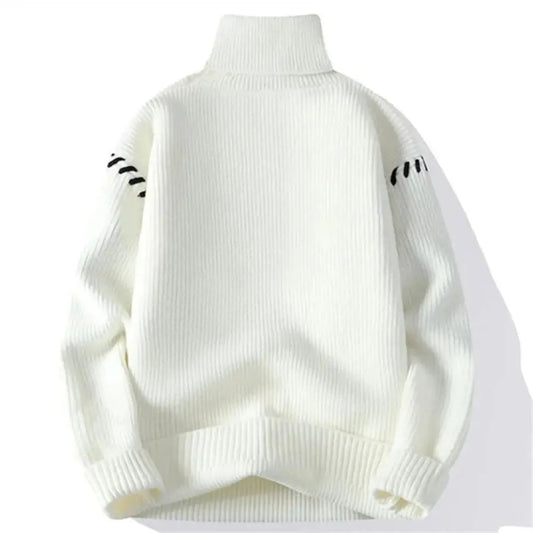 Eveloria Unisex Oversized Strickpullover Patchwork Beige Winter - Eveloria