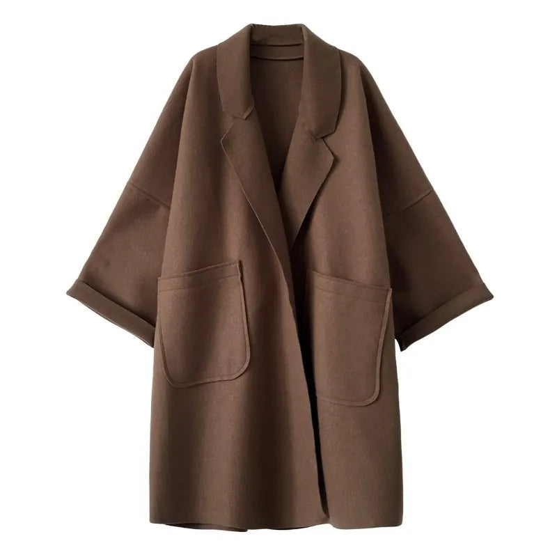 Damen Oversized Trenchcoat Wollmischung