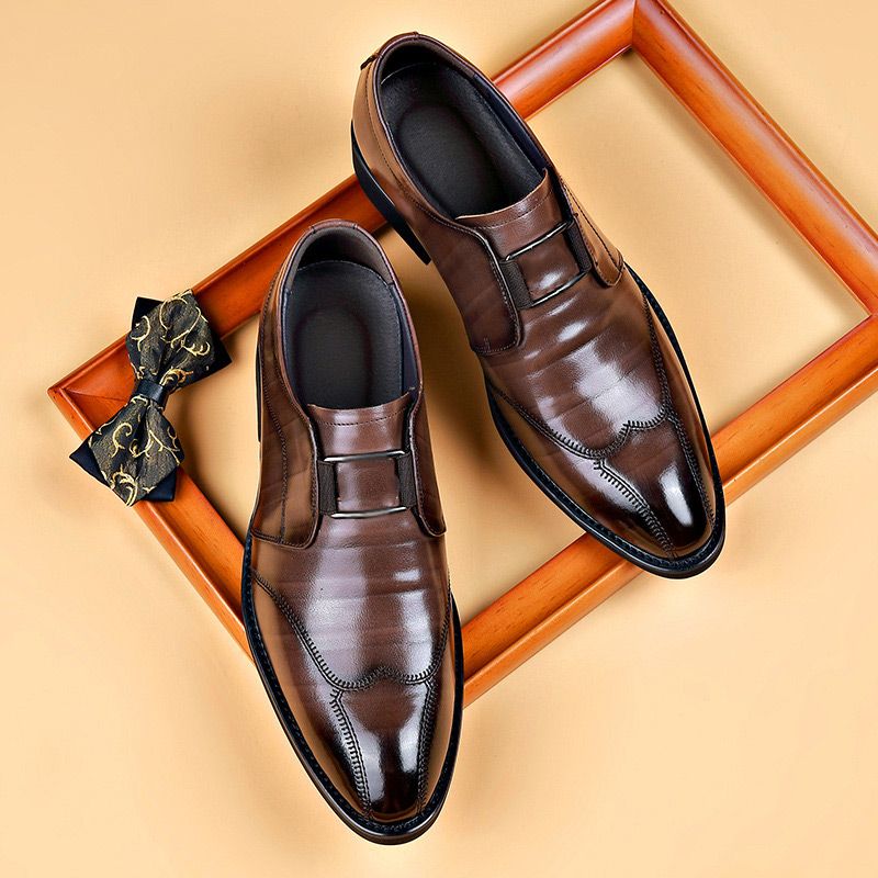 Herren Lederschuhe Flach Oxford Stil Schwarz - Eveloria