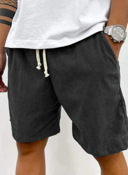 Herren Freizeitshorts Kordelzug Grau Baumwolle - Eveloria