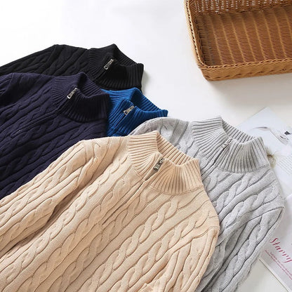 Eveloria Herren Pullover Kabelstrick Reißverschluss