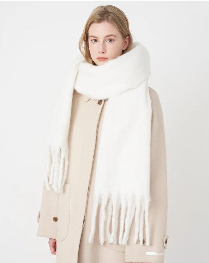 Damen Oversized Schal Flauschig Warm Beige - Eveloria