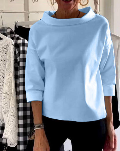 Damen Bluse Wasserfallausschnitt 3/4-Ärmel Lässig
