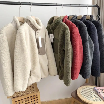 Damen Winterjacke Teddy-Effekt Stehkragen Kuschelig Warm