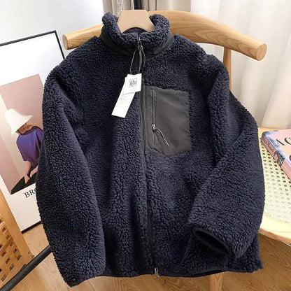 Damen Winterjacke Teddy-Effekt Stehkragen Kuschelig Warm