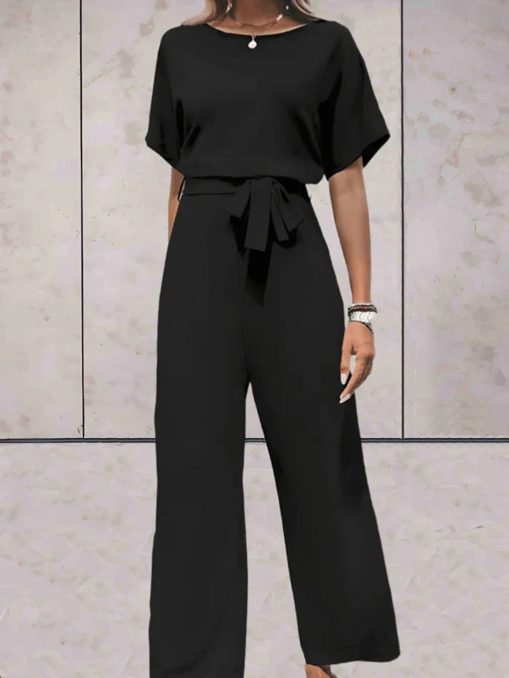 Eveloria Damen Einfarbiger Jumpsuit Kurzärmlig - Eveloria