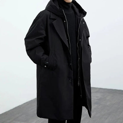 Parka-Jacke – Oversized winddichte Winterjacke mit Kapuze für Männer-Schwarz-XS-Chaps Herrenmode