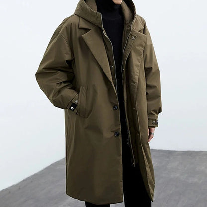 Herren Winterparka Übergröße Kapuze Schwarz - Eveloria