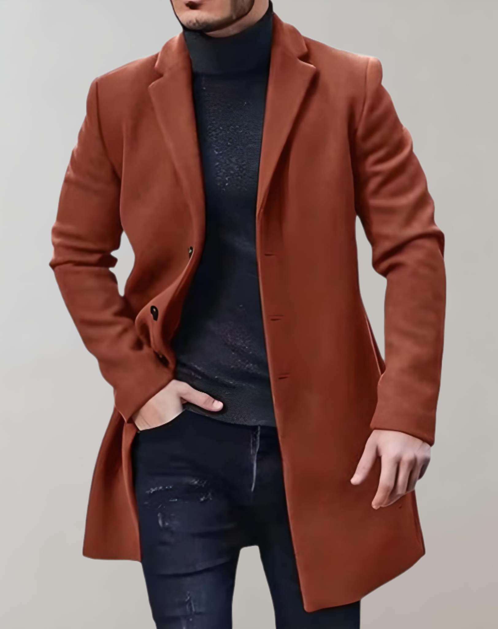Herren Mantel Klassisch Elegantes Design Schwarz - Eveloria