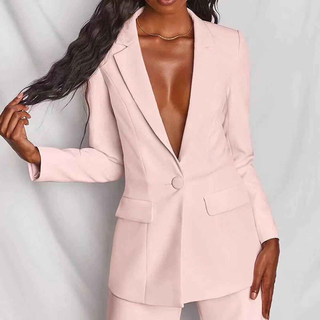 Eveloria Damen Blazer Hose Set Elegantes Business Outfit
