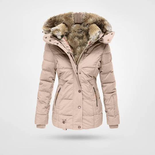 Damen Winterjacke Fellfutter Kapuze