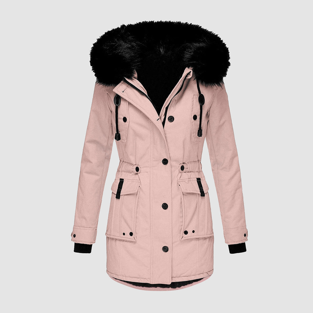 Damen Winterjacke Lang Kunstfellbesatz - Eveloria
