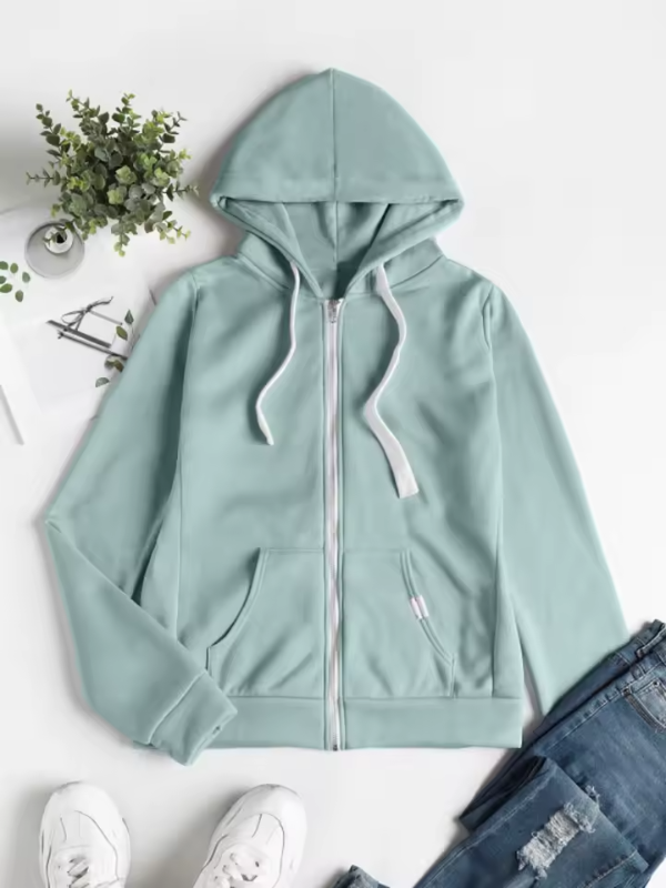 Damen Kapuzenjacke Langarm Mit Reißverschluss