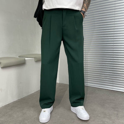 Plisseehose – Business-Casual-Hose für Männer mit geradem Bein-Grün-M-Chaps Herrenmode