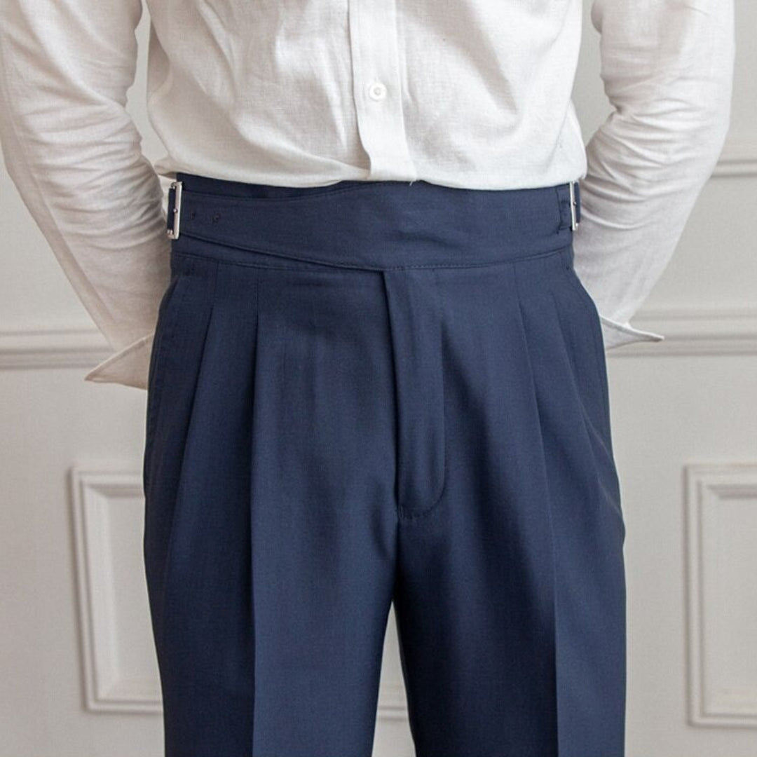 Plisseehose | Formell | Hohe Taille | Anzughose | Herrenhose-Chaps Herrenmode