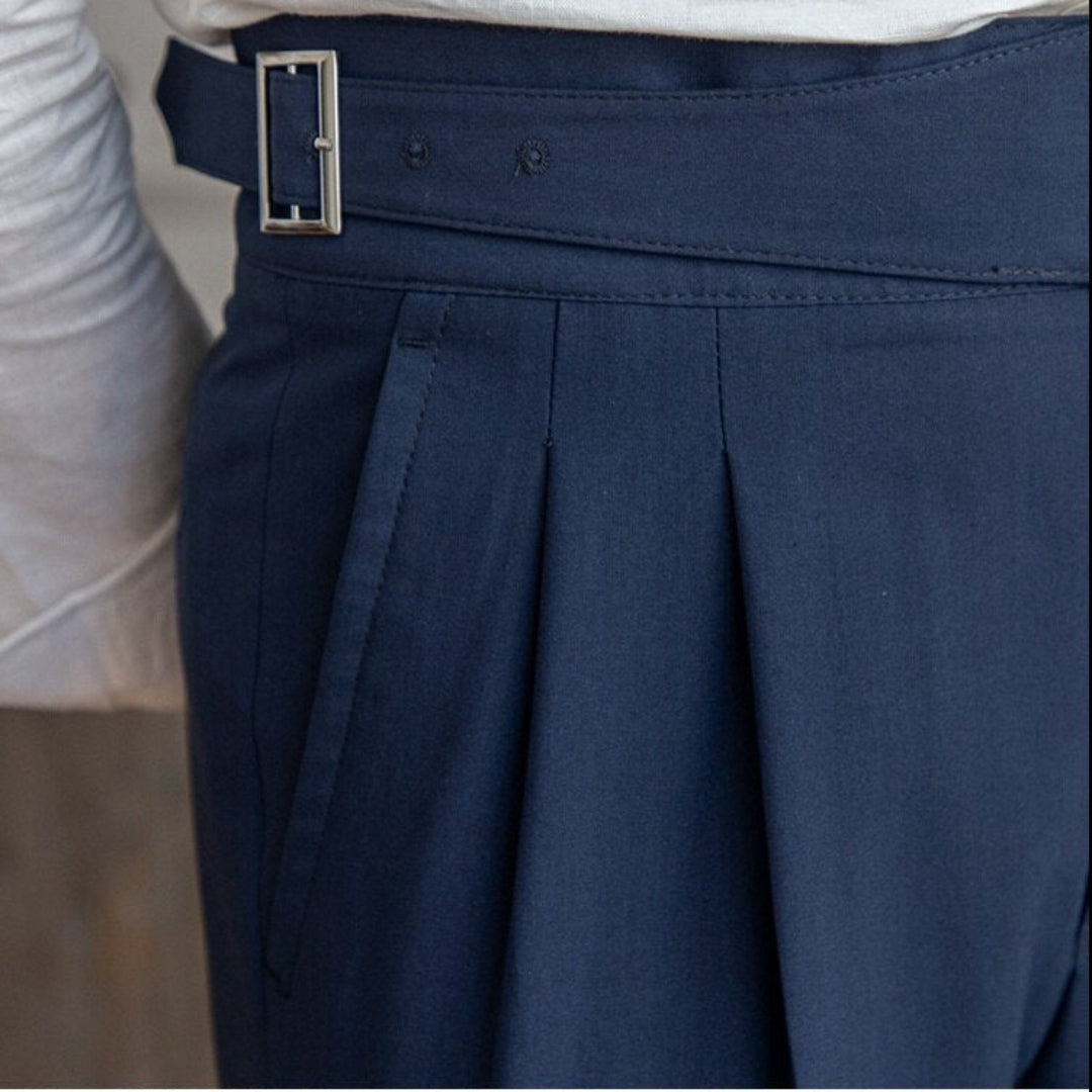 Plisseehose | Formell | Hohe Taille | Anzughose | Herrenhose-Chaps Herrenmode
