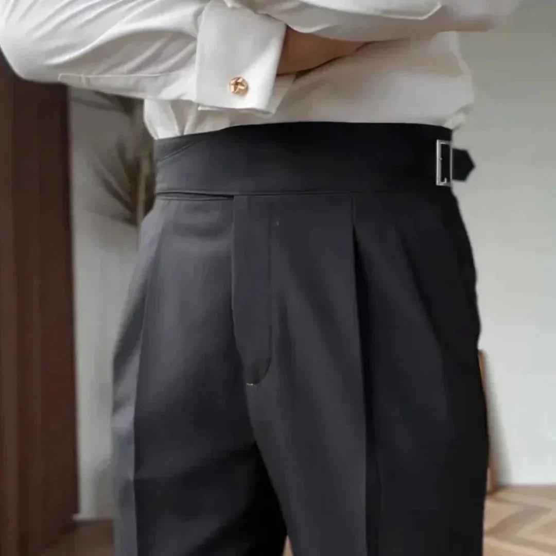 Plisseehose | Formell | Hohe Taille | Anzughose | Herrenhose-Chaps Herrenmode