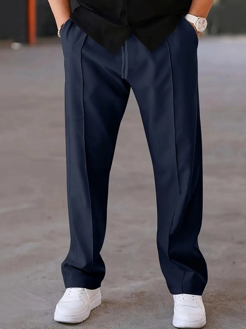 Herren Plisseehose Lockere Passform Kordelzug Beige - Eveloria