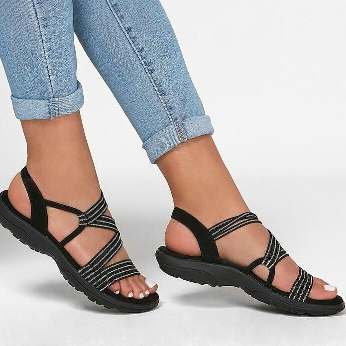 Damen Sommer-Sandalen Lola Riemen Robust Schwarz - Eveloria